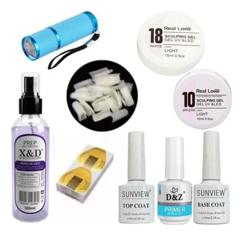 Kit Unhas Gel Xd Prep Top Coat Base Primer X&d Profissional