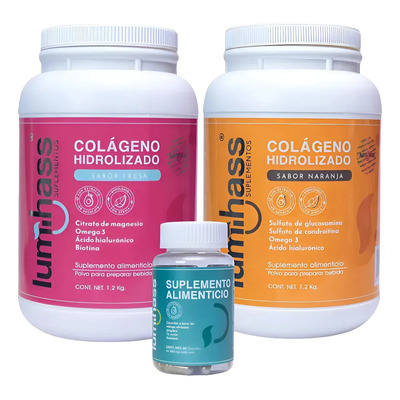 Pack 2 Colágeno Hidrolizado Lumihass Fresa Y Naranja 1.2 Kg I 48 Porciones c\u002Fu I Con Omega 3 + Aguacate + Magnesio + Acido Hialurónico + Biotina I Piel, Cabello, Uñas, Articulaciones + Detox de Regalo | MercadoLibre
