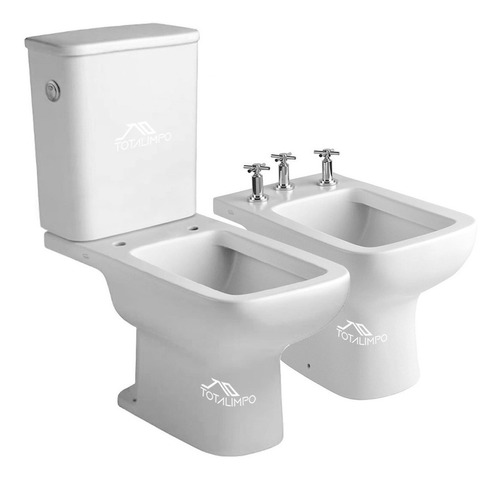 Inodoro Largo Depósito Bidet 3 Agujeros Ferrum Trento