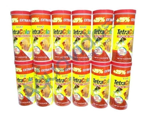 Caja De Tetra Color 300 +75gr X 12 Unidades Para Peces 