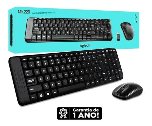 Kit Teclado + Mouse Sem Fio Mk220 Preto Logitech Original