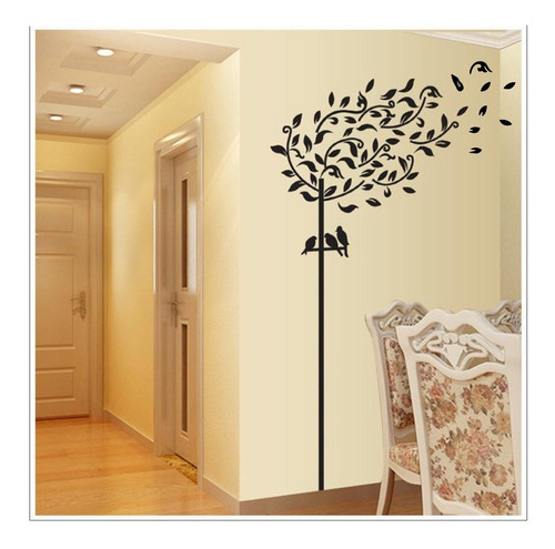 Vinilo Pared Arbol Con Pajaros Decoración Wall Stickers