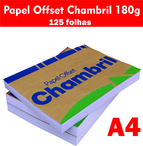Papel Offset Chambril 180g A4 ( 125 Folhas )