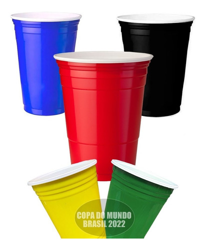 Copo Americano Beer Pong Red Cup 50un Colorido 400ml Oferta