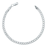 Esclava Pulsera Unisex Cubana Diamantada Plata 925 4 Mm