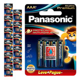 72 Pilhas Alcalinas Premium Aaa 3a Palito Panasonic 12 Cart