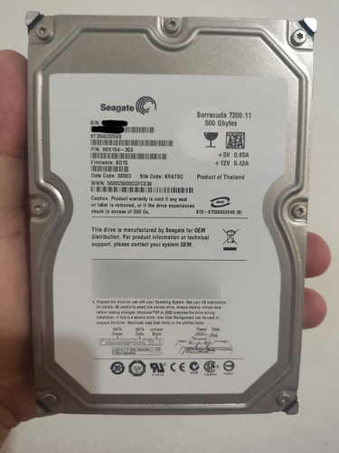 Hd Hdd Disco Rígido Seagate 500gb 7200rpm   A Revisar !!!