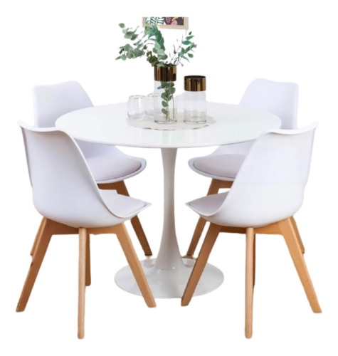 Combo Silla Eames Tulip Escandinava + Mesa Alto Impacto