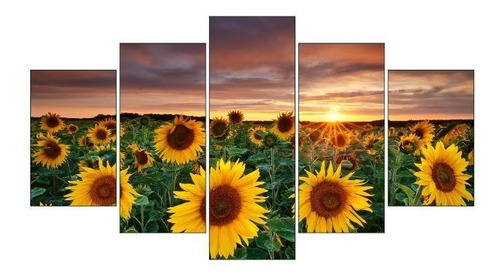 Cuadro Decorativo Girasoles Atardecer Moderno 125x70