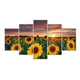 Cuadro Decorativo Girasoles Atardecer Moderno 125x70