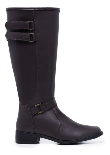 Bota Couro Sintético Montaria Feminina Casual Ziper 11051