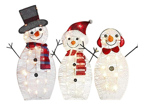 Decoração Natalina Com Boneco De Neve Iluminado Led X3