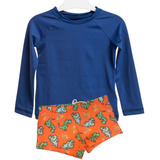 Conjunto Com Camiseta Sunga Infantil Praia Dinossauros Uv50