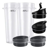 2 Vasos 16oz Con Tapas Sip & Seal Para Ninja Blender