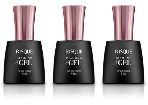 Kit Esmalte Risque Diamond Gel Top Coat Fixador 3 Unidades