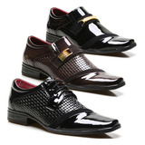 Kit 3 Pares Sapatos Social Masculino Pierutti Calvest Verniz