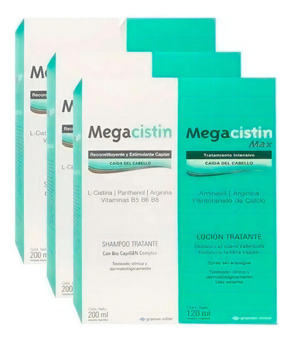 Combo Megacistin Shampoo + Locion Anticaida Fortalecedor X3