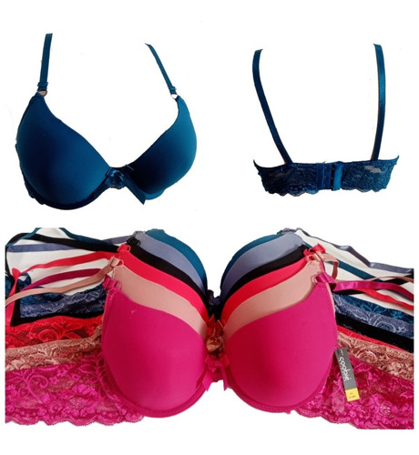 Set De 5 Brasier Encaje Push Up Diseño Comodo Sexy