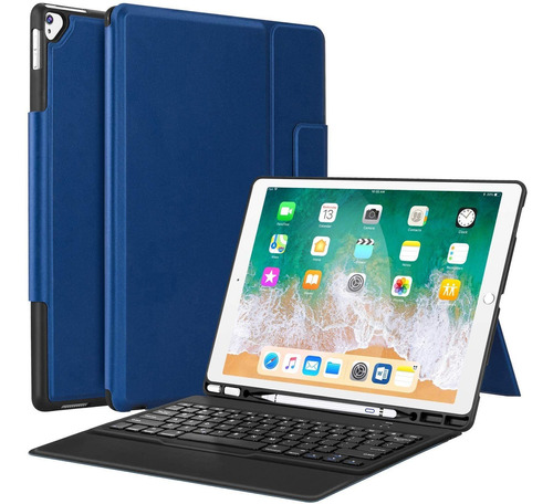 Funda C/teclado T Porta Lapiz iPad Pro 1ra 2da Gen Azul 
