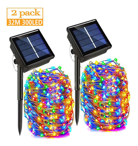 Guirnalda De Luces Solares Navideñas De 32 M Y 300 Led