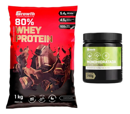 Kit Whey Protein 80% + Creatina Monohidratada - Growth 