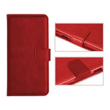 Capa Carteira Flip Vermelha Para Moto G9 Play / E7 Plus