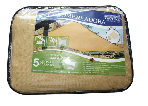 Malla Sombra Raschel Beige 3x3 Cuadrada