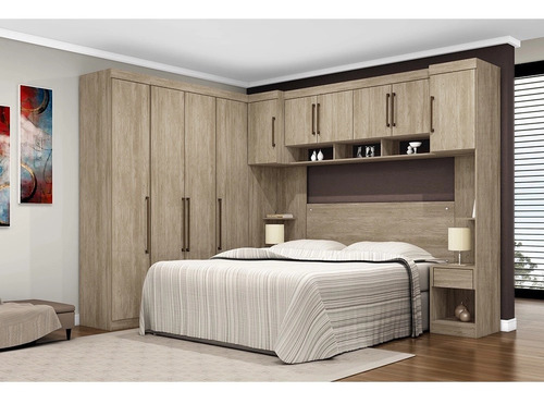  Quarto Casal Guarda-roupa Modulado Plus Para Box Queen 