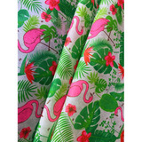 3m Tnt Estampado Decorado Festa Tropical Flamingos Folhas