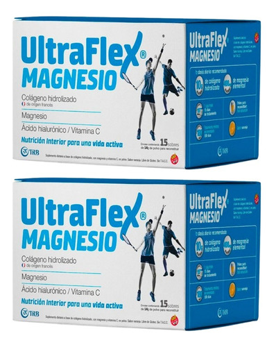 2un Ultraflex Magnesio Colageno Hidrolizado 15 Sobres De 14g