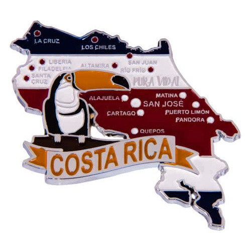 Imã Costa Rica - Mapa, Bandeira, Cidades - Imã De Geladeira