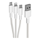 Cabo Carregador Turbo 3x1 Tipo C Micro Usb iPhone Curto 20cm