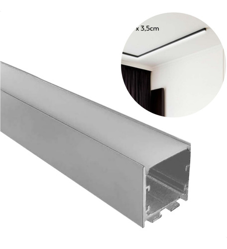 Perfil De Led Aluminio Sobrepor 3,5cm 35mm 1 Metro Sala 