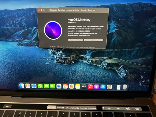 Macbook Pro (2019) Plata 13 , Core I5 8gb De Ram 256gb Ssd