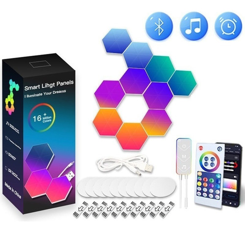 6x Apliques Interiores Bluetooth Led Hexágono