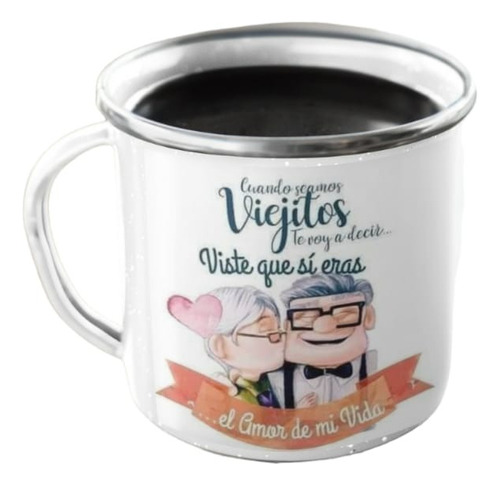 Taza Enlozada Lechera Abuelitos Up Amor De  Mi Vida