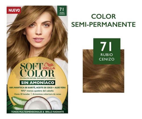 Kit Tintura Soft Color  Soft Color Soft Color Coloración Natural Sin Amoníaco Tono 71 Rubio Ceniza