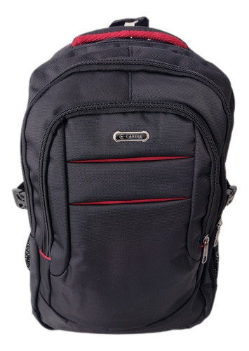 Mochila Negra Escolar Urbana Ejecutiva Deportiva Negra 30l Color Negro Diseño De La Tela Aplicaciones Rojas