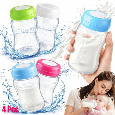 Contenedores De Leche Materna 180ml Reusables 4 Pack Blancoazul, Verde, Rosa Adecuado Para Usar Con Bolsas Leche Materna, Diversas Tetinas Y Extractores De Leche.para Infantiles, Frutos Secos, Leche, | Meses sin interés