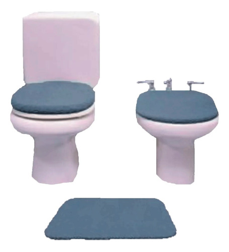 Set De 3 Piezas Para Baño Cubre Inodoro Bidet Y Alfombra