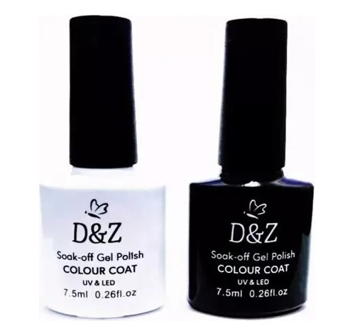 Kit Esmaltes Em Gel Preto E Branco - D&z / Dez / Dz 7,5ml