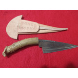 Cuchillo Artesanal De Antigua Hoja De Tuzar Con Funda