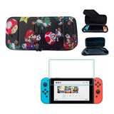 Kit Película De Vidro + Case Estojo Nintendo Switch Oled