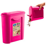 Porta Ração Dispenser Pote Com Tampa Pet Gato Cachorro Cor Rosa Rosa