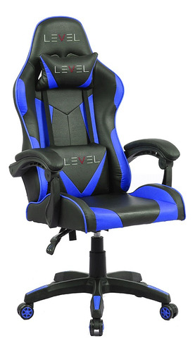 Cadeira Gamer Level Lv-c01dn Preto / Azul Material Do Estofamento Couro Sintético