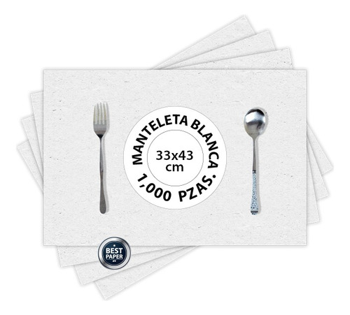 Manteleta / Mantel Blanco 120 G 33 X 43 Cm - 1,000 Piezas