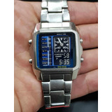 Reloj Casio Edifice Mod. Efa-124 Azul Horario Mundial