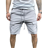 Bermuda Cargo Hombre Casual Varios Bolsillos