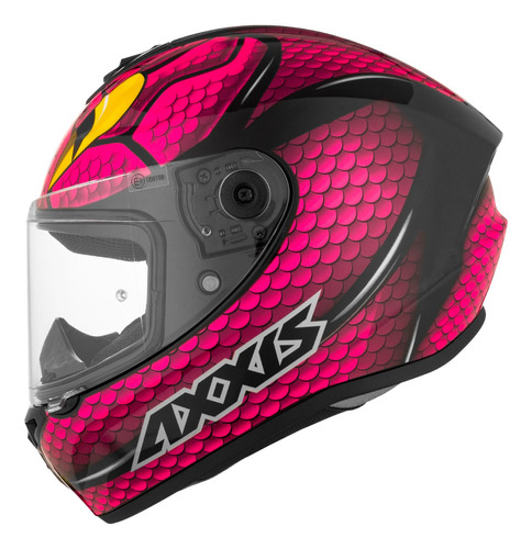 Casco Moto Axxis Draken Nahesa Rosa Gris Rojo Integral Dafy