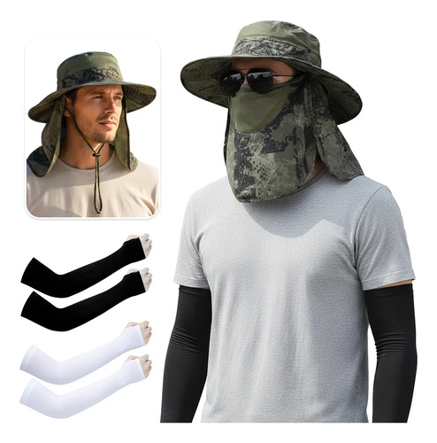 Sombrero De Pesca Unisex Con Protección Uv Y 2 Pares  Mangas | MercadoLibre